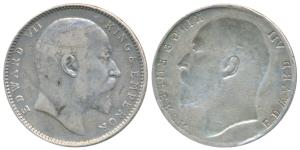 Edward VII, Silver Rupee, Error, Brockage, nice deep and complete lakhi impression on rev.