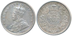 George V, Silver Rupee, 1911, Calcutta Mint, (Prid 207). About Extremely Fine.