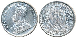 George V, Silver Rupee, 1915, Calcutta Mint. About Uncirculated.