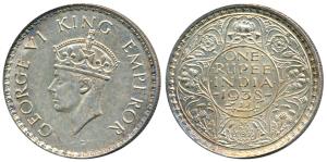 George VI, Silver Rupee, 1938, Bombay Mint, A / I / without Dot (Prid 233). Extremely Fine