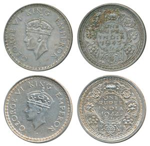 George VI, Half Silver Rupee, 1943, A / Ia, Large Head and Small 3 in date, (Prid 242); 19