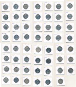 William, Victoria, Edward, George V & George VI, Set of 55 different Silver Rupees, Bombay