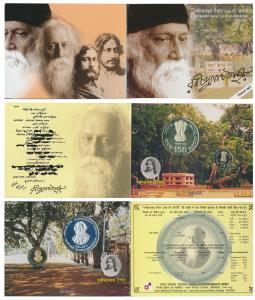2011 Proof Set, 150th Birth Anniversary of Rabindranath Tagore, set of 2, Rupees 5 and 150