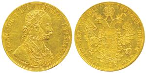 Austria, Franz Joseph I, Gold 4 Ducat, 13.96g, 1915, crowned imperial double eagle on rev.