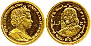 British Virgin Islands, Elizabeth II, Gold 10 Dollar, 1.26g, 500th Anniversary of the Mona