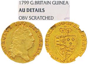 Great Britain, George III, Gold Guinea, 8.32g, 1799, popularly known as Spade Guinea, rev.