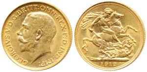 Great Britain, George V, Gold Sovereign, 8g, 1912, (KM 820). Extremely Fine.