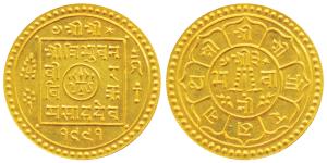 Nepal, Tribhuvana Bir Bikrama (VS 1968-2007, 1911-1950 AD), Gold Mohar, 5.5g, VS 1991 (193