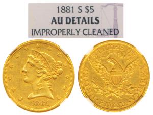 United States of America, Gold $5, 8.34g, 1881, Liberty head on obv., Motto ’In God we tru