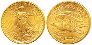 United States of America, Saint-Gaudens double eagle Gold $ 20, 33.43g, 1909, Liberty stan
