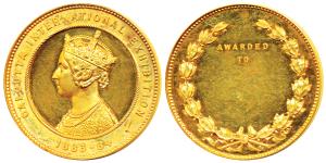 Calcutta International Exhibition Medal, Gold Medal, 56.44g, 1883-84, obv. Portrait of Vic