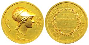 East India College Herts, Gold Medal, 37.76g, obv. helmeted head of Minerva to left with a