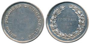 Mhow Soldiers Gymkhana Club, Silver Medal, 26g, rev. Football 1914 within wreath. Very Fin