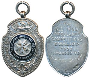 St. John Ambulance Association, Silver, obv. Indian Branch inscribed on enamel in center, 