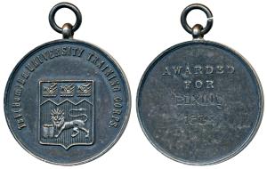 1st (Bombay) Battalion University Training Corps, Silver Medal, obv. logo in center, rev. 