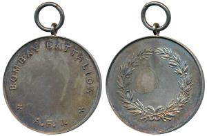 Bombay Battalion, Auxillary Force India, Silver Medal, 12.11g, wreath on rev., unissued. E
