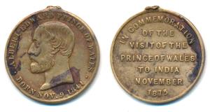 Albert Edward Prince of Wales, Brass Medal, rev. in commemoration of the visit of the Prin