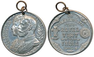 Prince and Princess of Wales Medal, Pewter, obv. conjoined busts of George V and Mary, rev