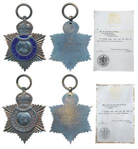Indian Title Badge, George VI, Silver, Khan Sahib and Khan Bahadur as a pair, awarded to M