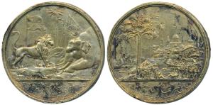 Burma Medal, Bronze, 1824-1826, obv. a Burmese elephant kneeling in submission before the 