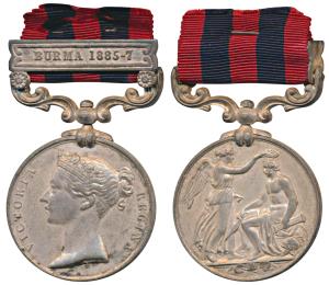 Indian General Service, Silver Medal, Queen Victoria, Burma 1885-7 bar, awarded to 3 Seacu