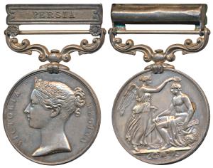 India General Service, Silver Medal, Queen Victoria, Persia bar, rev. Victory crowning a s