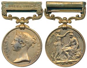 India General Service, Bronze Medal, Queen Victoria, Burma 1885-7 bar, awarded to Hospital