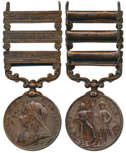 India Medal, Victoria, Bronze, Punjab Frontier 1897-98, Samana 1897 and Tirah 1897-98, 3 b