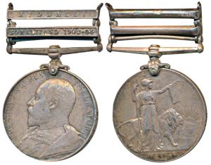 Africa General Service Medal, Edward VII, Silver, Jidballi and Somaliland 1902-04 bar, 2 b