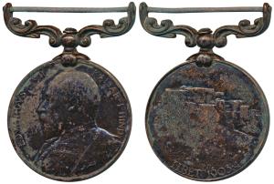 Tibet Medal, Edward VII, Bronze Medal, rev. fortified hill city of Lhasa, Tibet 1903-4 at 