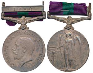 General Service Medal, George V, Silver, Iraq bar, awarded to 245 Naik Hari Shirole 108 In