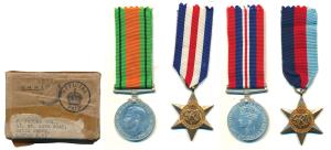 A group of 4, George VI, War Medal 1939-1945; Defense Medal; 1939-45 Star; France & German