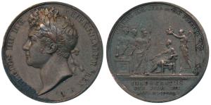 Coronation of George IV, Copper Medal, obv. bust of the ruler to left, rev. an angel holdi