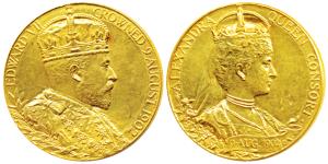 Edward VII Coronation, Gold Medal, 17.26g, 9th August 1902, obv. Crowned bust of Edward VI