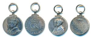 Silver Jubilee Medal of George V and Queen Mary 1935 and Coronation Medal 1937, Silver, Ge