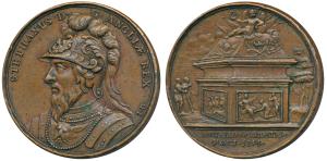 StephenKing of England (1135-1154 AD), Copper Medal, obv. bust of Stephen, in armor and a 