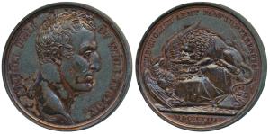 English Army Pass the Pyrenees, 1813, Copper Medal, obv. bust of Arthur Duke of Wellington