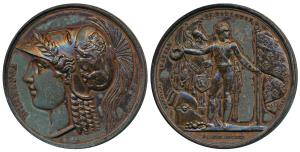 Battle of Toulouse, Copper Medal, 1814, obv. Britannia wearing a Corinthian Helmet, rev. T