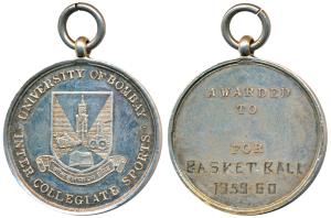 University of Bombay, Inter Collegiate Sports, Silver Medal, 14.9g, rev. Awarded to For Ba
