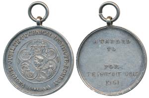 Victoria Jubilee Technical Institute, Bombay (Gymkhana), Silver Medal, 14.94g, obv. coat o