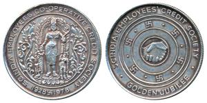 Scindia Employees’ Co-operative Credit Society, Silver Medal, 15.1g, obv.diety in center, 
