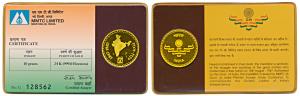 50 year celebration of Indian Independence, 1997, Gold Token, 10g, 999 Fineness, Golden Ju
