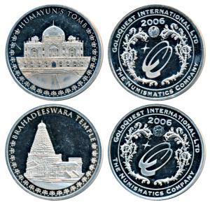 Silver Medallion, Humayun Tomb, 15.86g; Brahadeeswara Temple, 15.9g, private issue by Gold