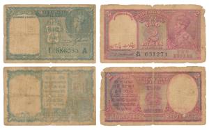 Pakistan, George VI, Rupee 1 and 2, 1948, signed C. E. Jones andC. D. Deshmukh, Government