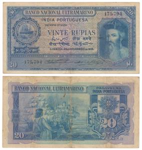 Indo-Portuguese, Vinte / 20 Rupias, 6th issue, 1945, Banco Nacional Ultramarino, (J&R 12.3