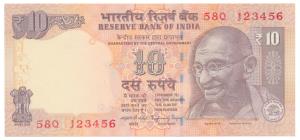 Rupees 10, signed Raghuram Rajan, fancy number 123456. Uncirculated and Very Fine+. (2)