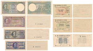 Ceylon, George VI, 1st issue, 5, 25 & 50 Cents, 1942, Uniface; George VI, Portrait series,