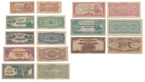 Japanese Occupation Notes, Japanese Government, 50 Cents, Dollar, 5 Dollars and 10; Rupee1