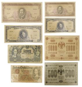 A collection of 160 Banknotes of the world - various countries and denominations housed in