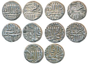 Akbar, Silver Mahmudi (5), each 5.6g, Mulher Mint, Baglana issue. Very Fine+ to Extremely 